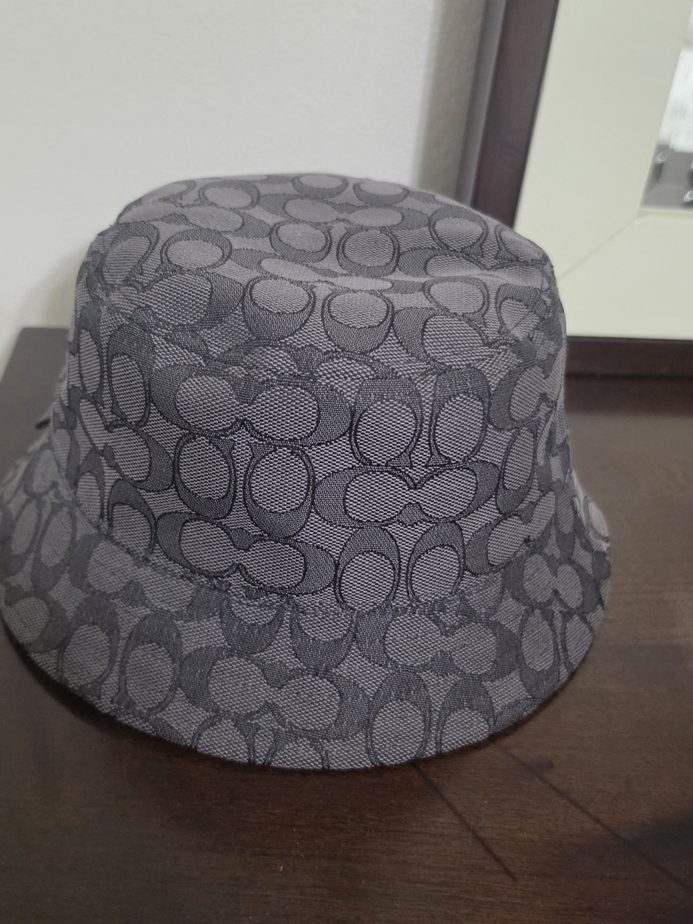 Coach Gray Signature Jacquard Bucket Hat